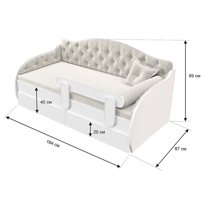 Кровать-тахта «КарлСон24» «ВЭЛЛИ», 87х185х89 см, белая