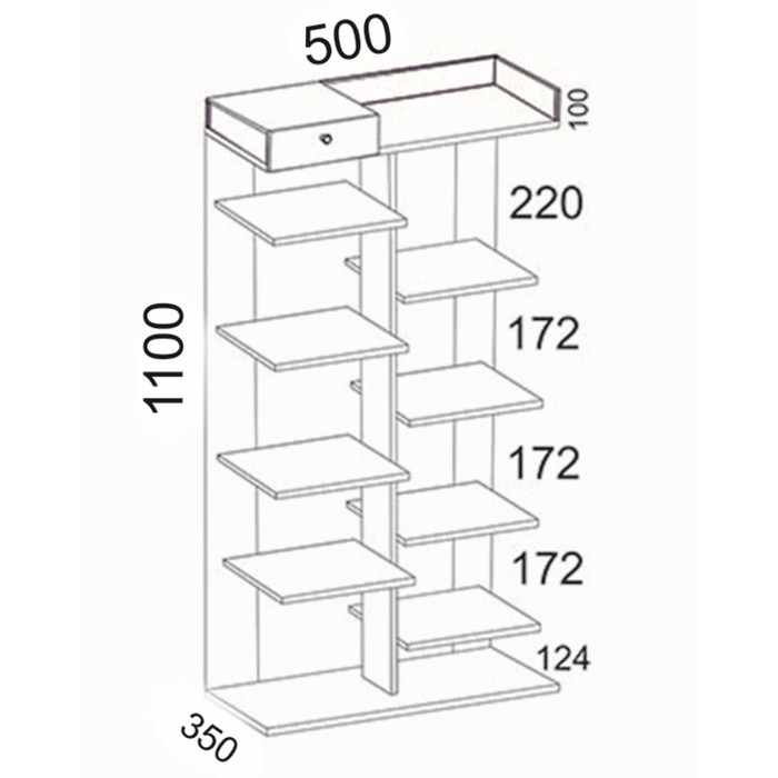 Обувница, этажерка для обуви «КарлСон24» Scandi, 35 х 50 х 110 см, цвет дуб сонома