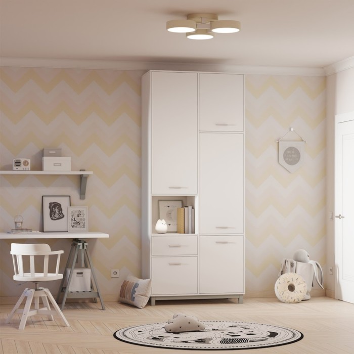 

Шкаф двухсекционный Polini kids Mirum 2320, 1060х500х2400 мм, белый