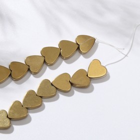 

Бусины на нити "Гематит" сердечки 0,7*0,7см, +/-64 бусины , цвет золот