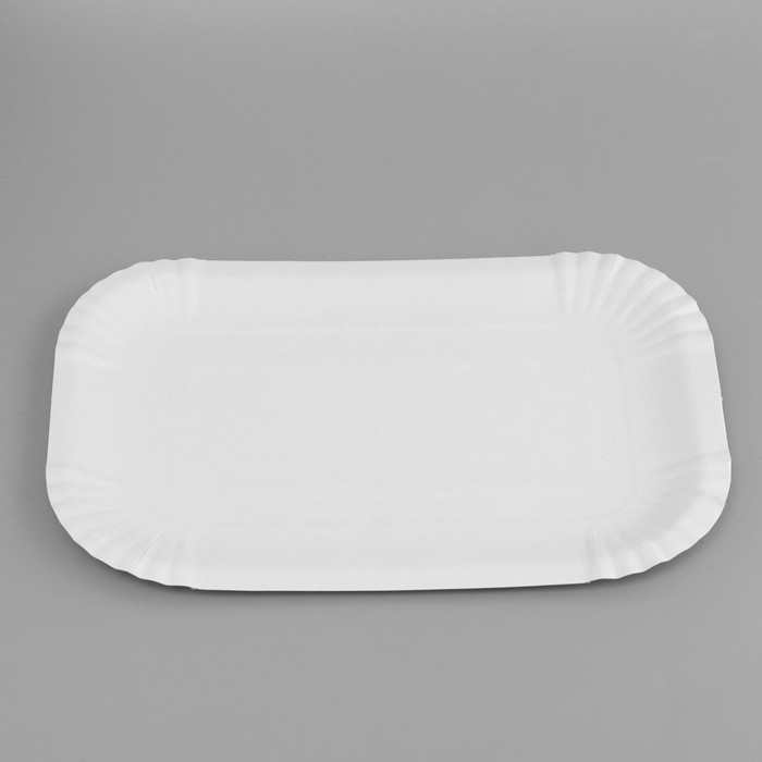 Тарелка одноразовая Белая прямоугольная, картон, 13 х 20 см