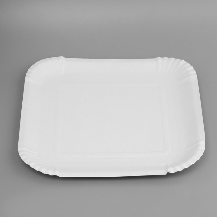 Тарелка одноразовая Белая квадратная, картон, 19,2 х 19,2 см тарелка одноразовая белая картон 23 см