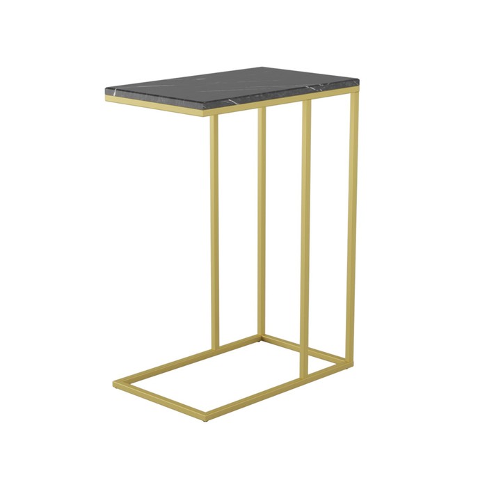 Стол придиванный Агами Голд, 500х310х705, черный мрамор/золото стол журнальный мебелик агами голд черный мрамор