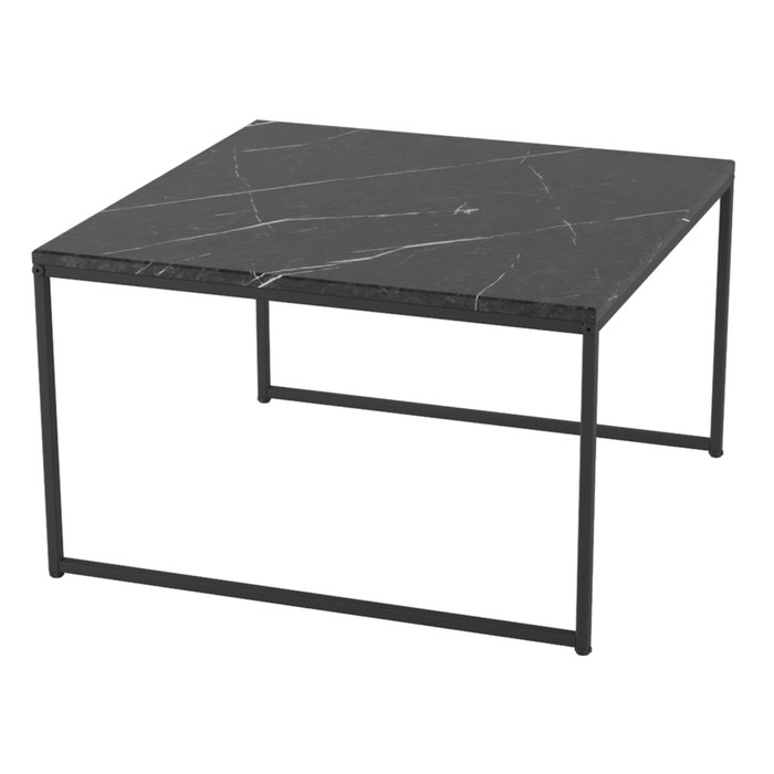 Стол журнальный Овер, 670х670х400, черный мрамор/черный стол журнальный овер черный мрамор