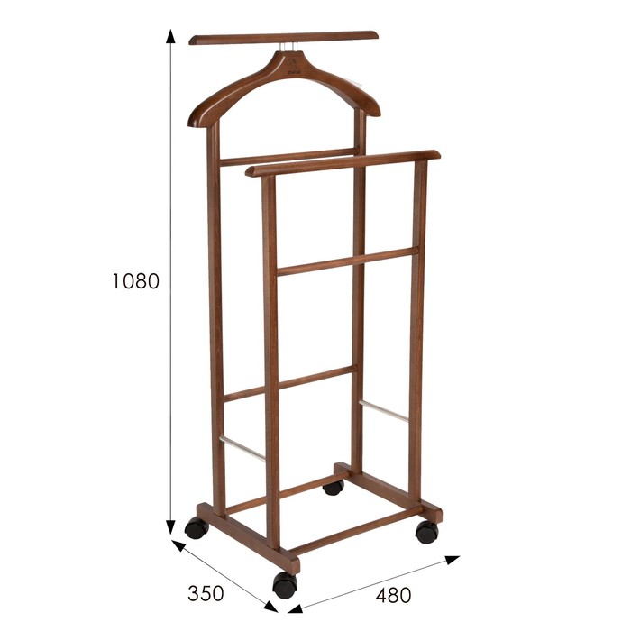 фото Вешалка костюмная на колесах в 22н, 480х350х1080, средне-коричневый