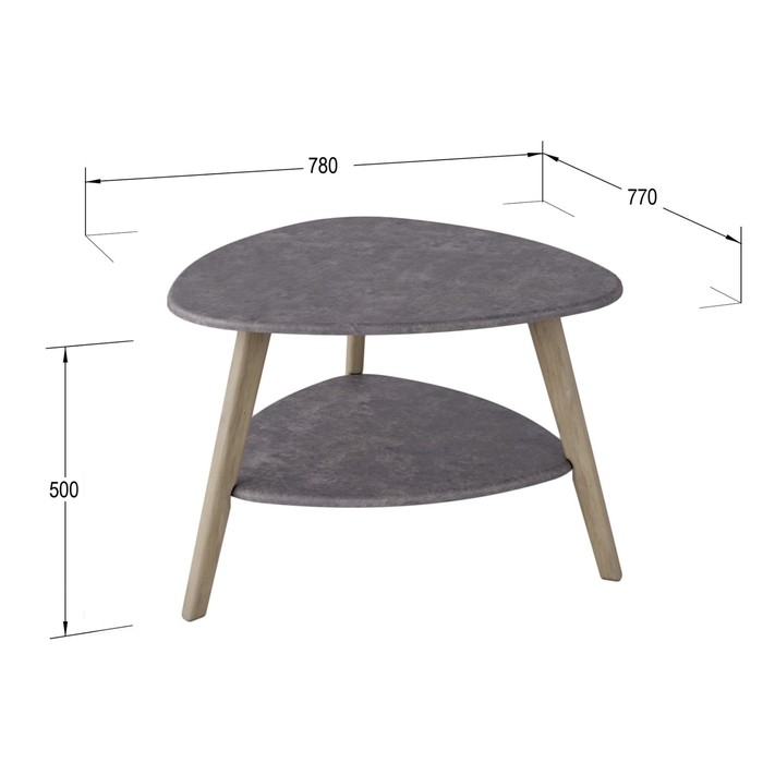 фото Стол журнальный бруклин, 780х770х500, серый бетон/дуб сонома