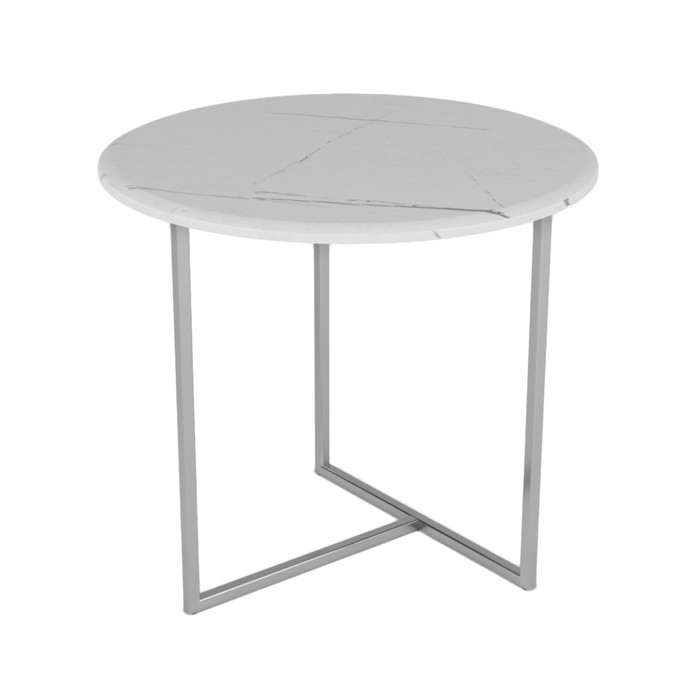 Стол журнальный Альбано, 550х550х500, белый мрамор/хром стол журнальный альбано белый мрамор