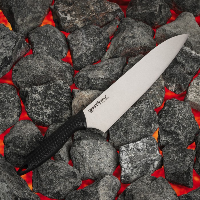 Нож кухонный Samura GOLF, шеф, лезвие 24 см, AUS-8 нож овощной golf stonewash 9 8 см sg 0010b k samura