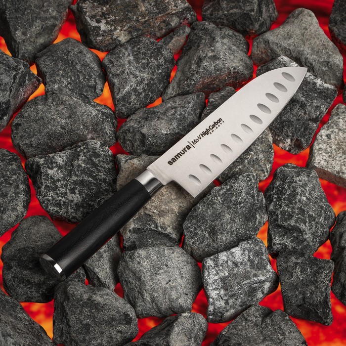 Нож кухонный Samura Mo-V, сантоку, лезвие 18 см цена и фото