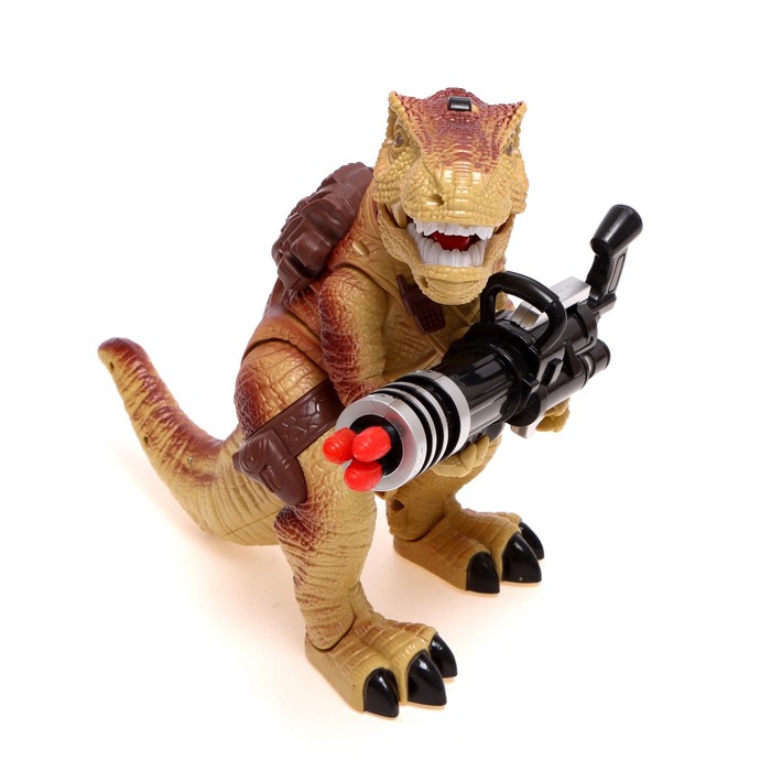 фото Динозавр радиоуправляемый t-rex, стреляет ракетами, работает от батареек, цвет коричневый