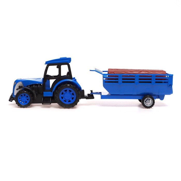 Трактор радиоуправляемый «Фермер», с прицепом, работает от аккумулятора, цвет синий