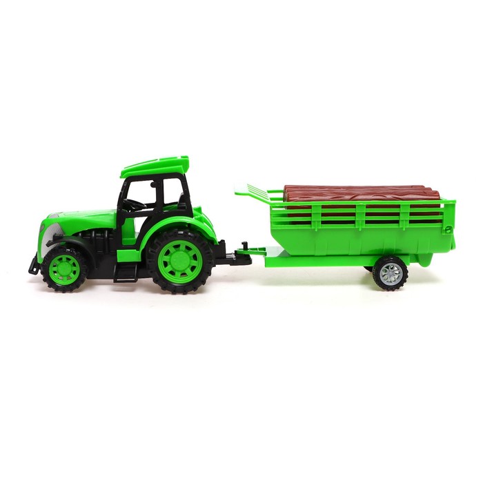 фото Трактор радиоуправляемый «фермер», с прицепом, работает от аккумулятора, цвет зелёный автоград