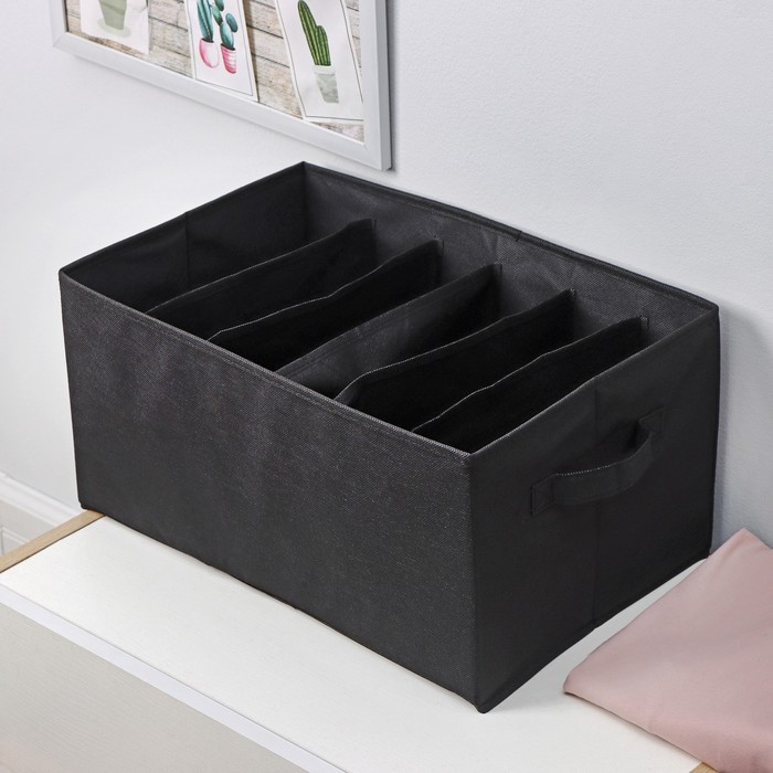 фото Органайзер для хранения белья «смарт», 6 отделений, 44×29×22 см, цвет чёрный