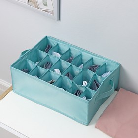 Органайзер для белья «Комфорт», 18 ячеек, 35×24×13 см, цвет бирюзовый