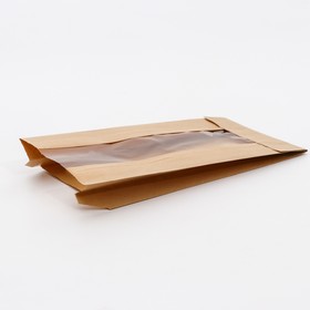 

Пакет бумажный крафт с окном и прямоугольным дном, 23,5 × 12 × 5