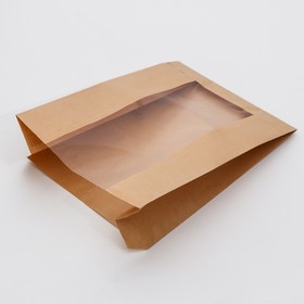 

Пакет бумажный крафт с окном и прямоугольным дном, 32 × 21 × 10