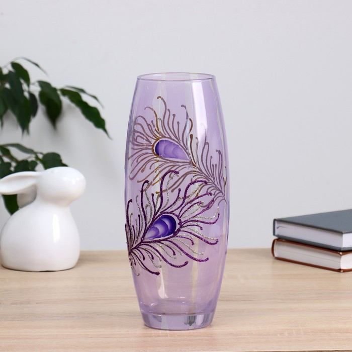 Ваза Перо фиолетовый d-8см; 10,5х26см ваза розовая d 8см 10 5х26см