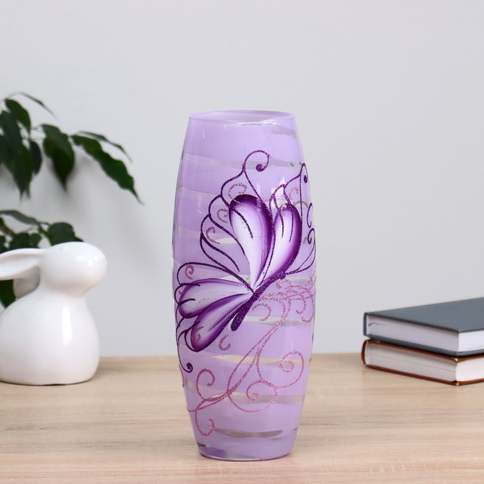 Ваза Дамона фиолетовый d-8см, 10,5х26см ваза розовая d 8см 10 5х26см