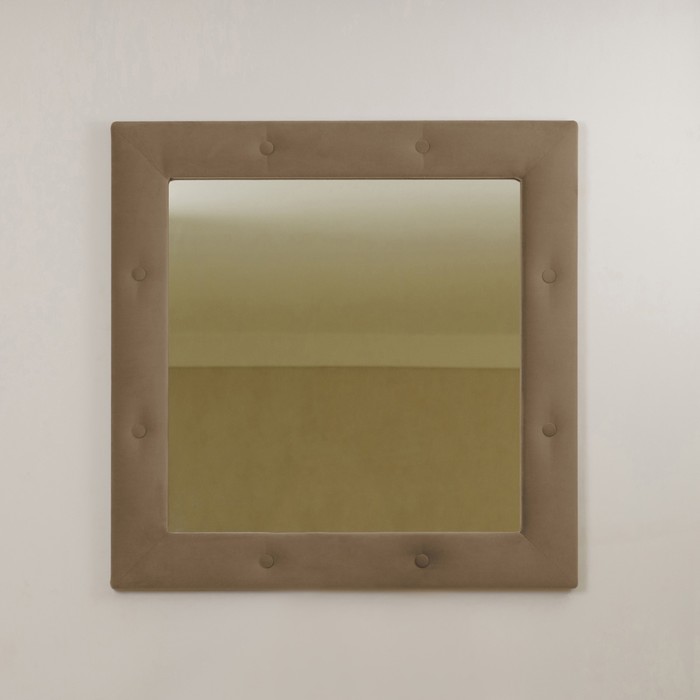 Зеркало квадратное «Алеро», 855×855 мм, велюр, металлические пуговицы, цвет пески касабланки фото