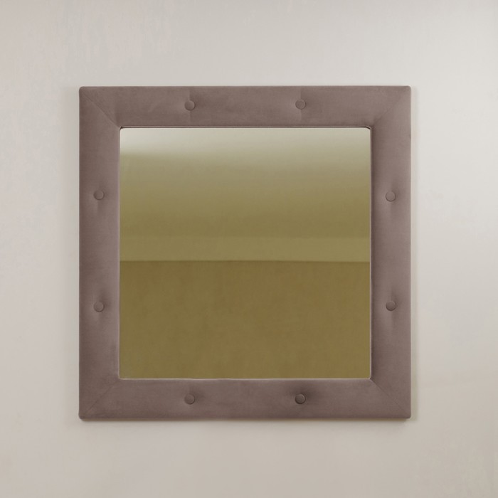Зеркало квадратное «Алеро», 855×855 мм, велюр, металлические пуговицы, цвет пыльная сирень фото