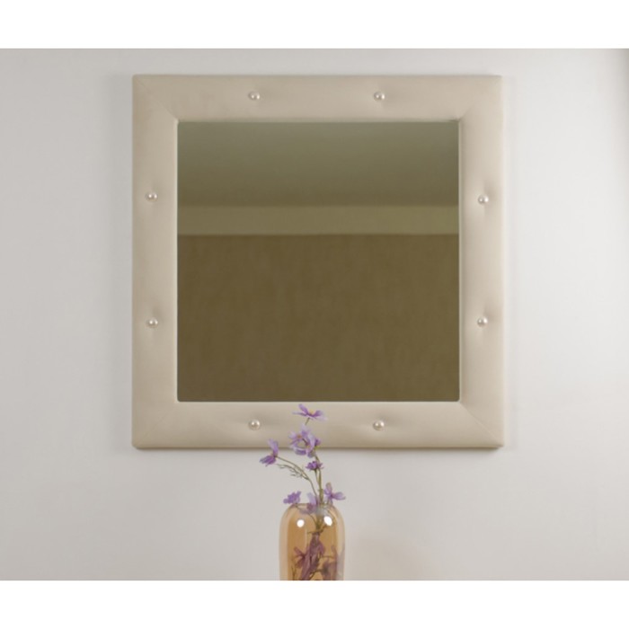 Зеркало квадратное «Алеро», 855×855 мм, жемчуг, велюр, цвет лепестки ландыша фото