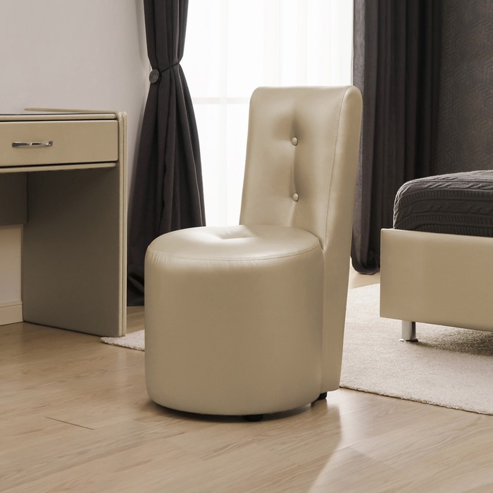 цена Кресло «Рондель», 500×550×915 мм, Металлические пуговицы, экокожа, цвет nice beige