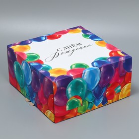 Коробка под торт "С днем рождения" 24х24х12 см