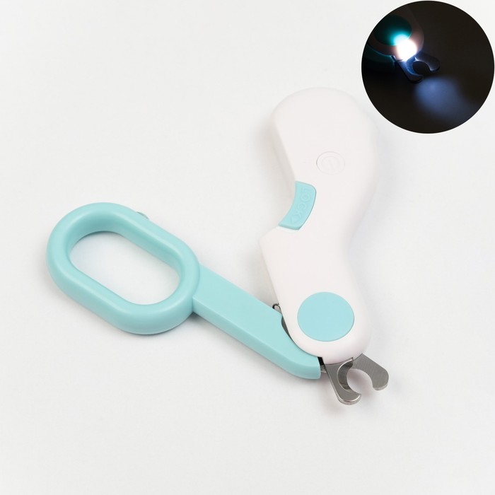 Когтерез - ножницы для животных с LED фонарём, голубой когтерез ножницы для животных hello pet