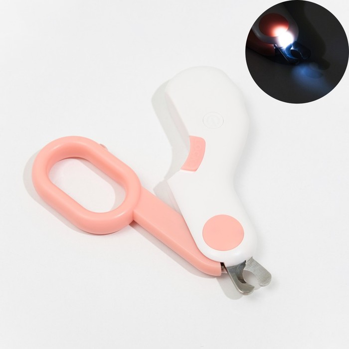 Когтерез - ножницы для животных с LED фонарём, розовый когтерез ножницы для животных hello pet