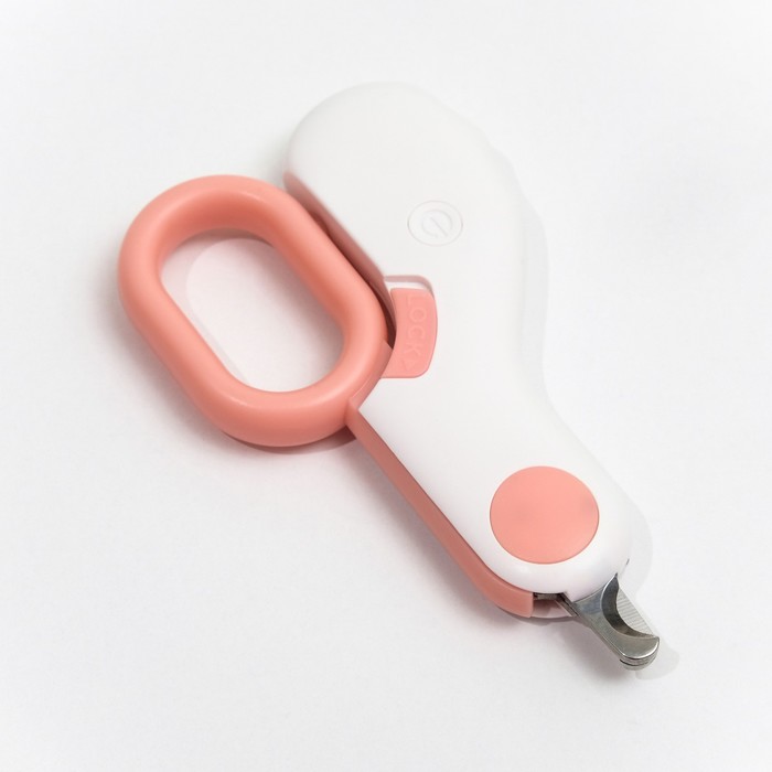 Когтерез - ножницы для животных с LED фонарём, розовый