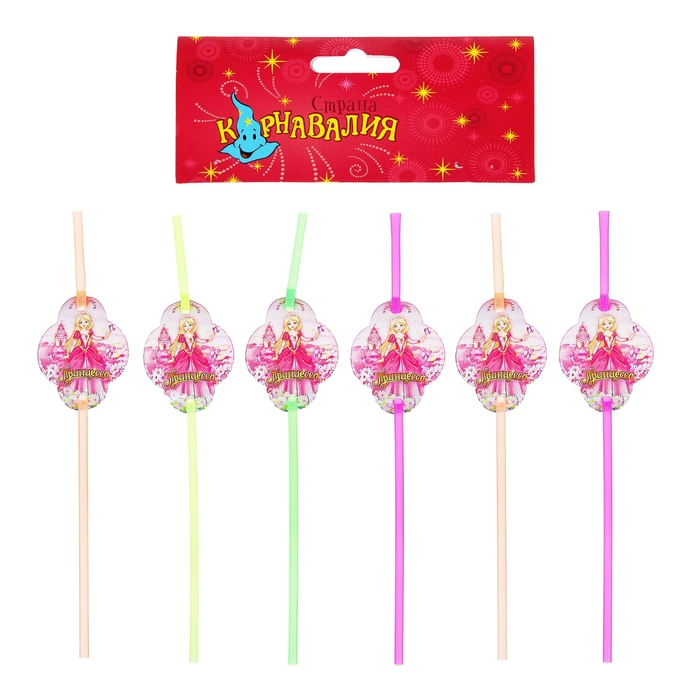 Трубочки для коктейля "Принцесса", волшебный сад, (набор 6 шт.)