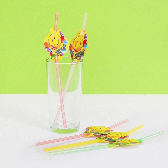 Трубочки для коктейля "Весёлого Дня Рождения", (набор 6 шт.)