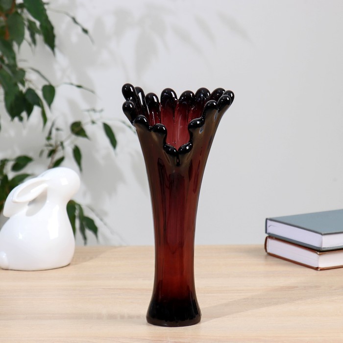 ваза Коралл h 280 мм. из марганцевого стекла (без декора) ваза волна h 280 мм из прозрачного стекла без декора