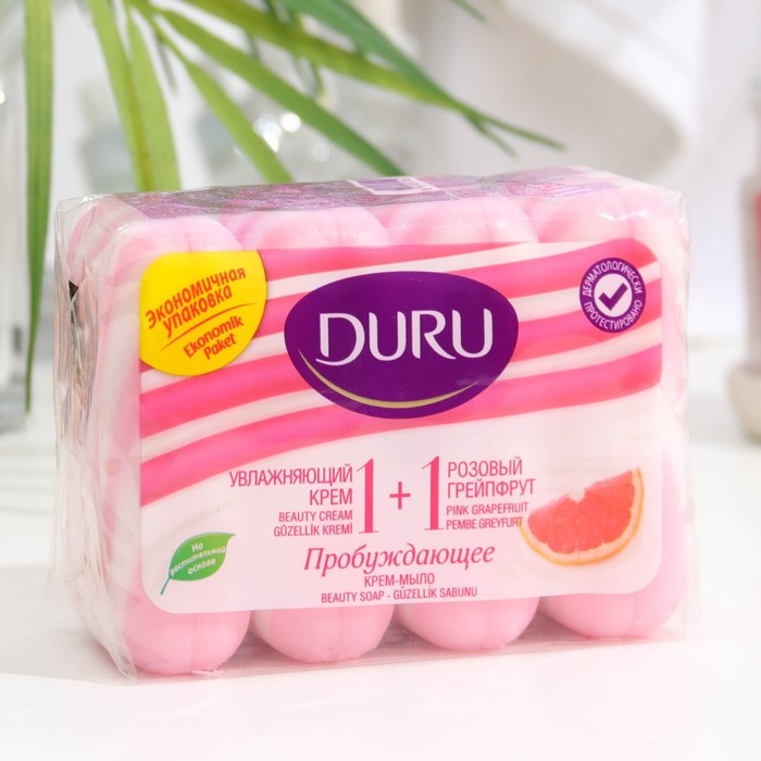 Крем-мыло DURU 1+1 Розовый грейпфрут 4*80 гр., duru крем мыло кусковое soft sensations 1 1 розовый грейпфрут 4 шт 80 г