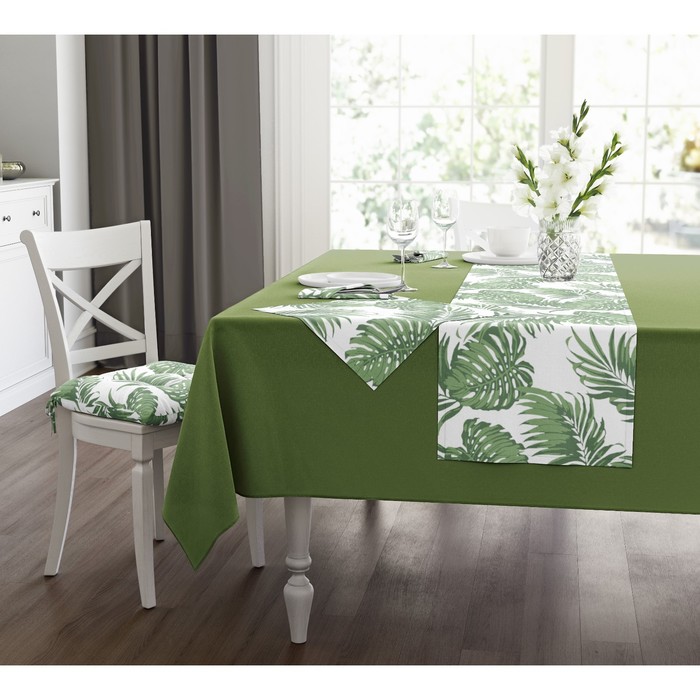 Набор кухонный: Leaf green,скатерть  140х150 см, салфетки 40х40 см - 4 шт, цвет зеленый