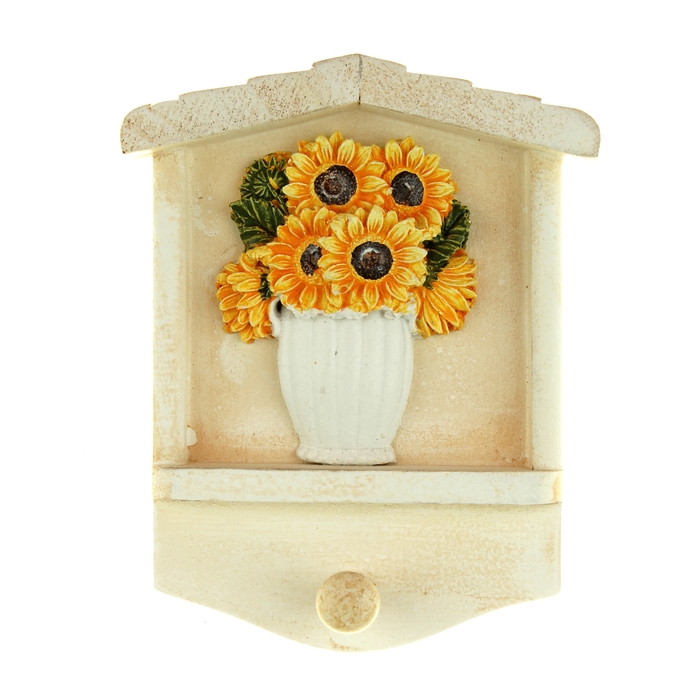 Крючок декоративный "Подсолнухи в вазе"