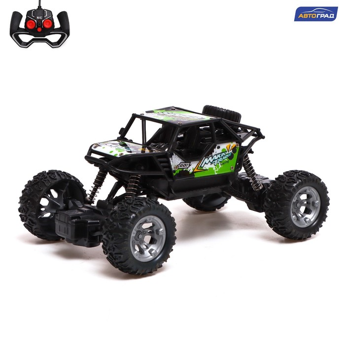 

Джип радиоуправляемый MONSTER TRUCK, 1:18, работает от аккумулятора, цвет зелёный