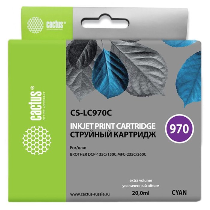 

Картридж Cactus CS-LC970C, (DCP-135C/150C/MFC-235C/260C), для Brother, голубой