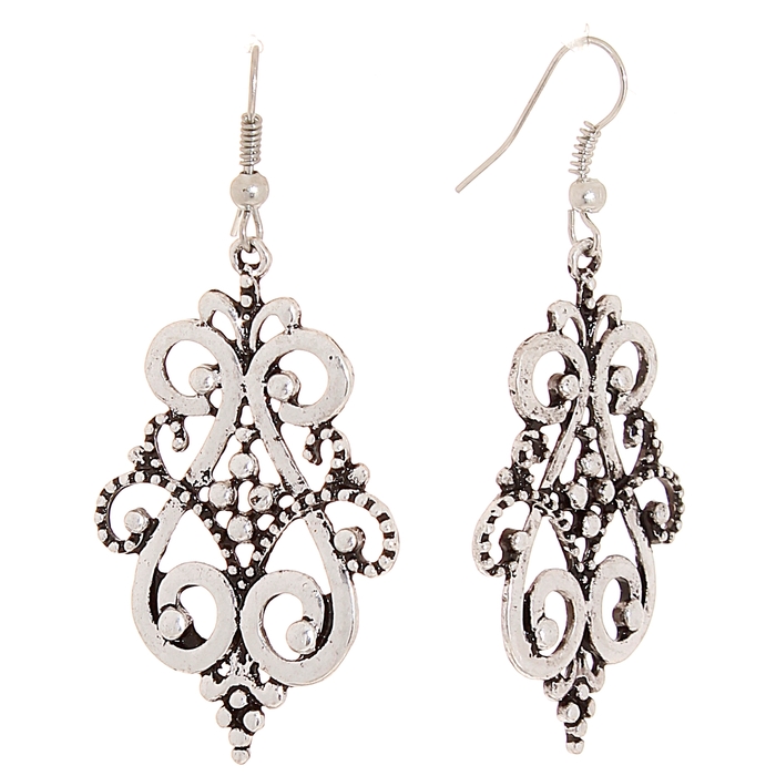 Серьги металл "Клеопатра", цвет серебро