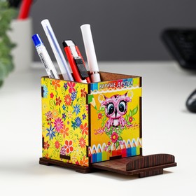 

Органайзер деревянный для канцелярии с подставкой для телефона МИКС