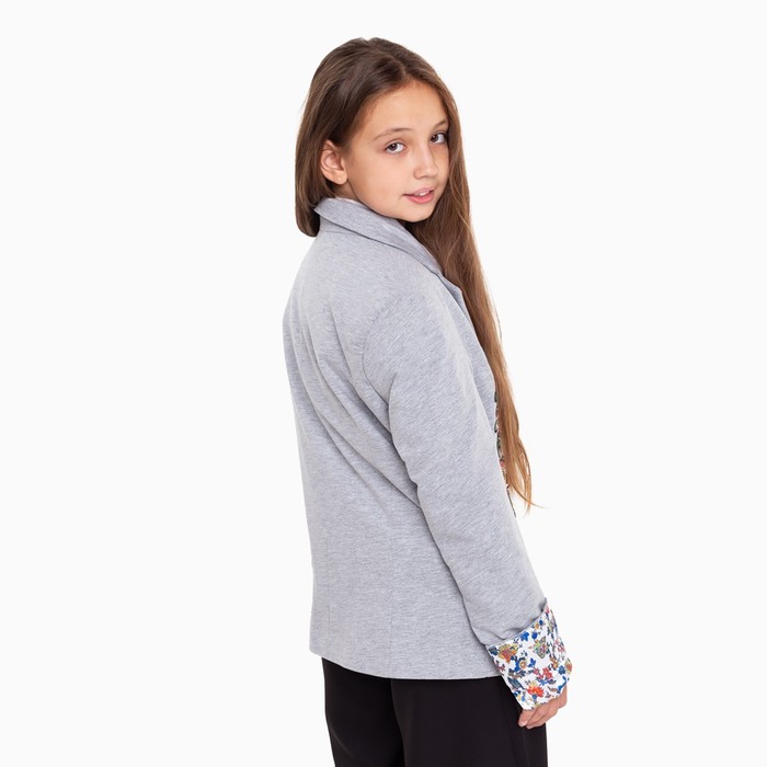 Пиджак для девочки, цвет серый меланж МИКС, 134-140 см (размер 38)