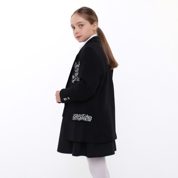 Пиджак для девочки, цвет чёрный МИКС, 134-140 см (размер 38)