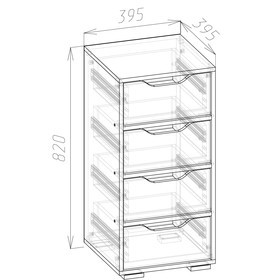 

Комод Пифагор 4 ящика F(4Я) 400х400х820 белый брилл/глянец