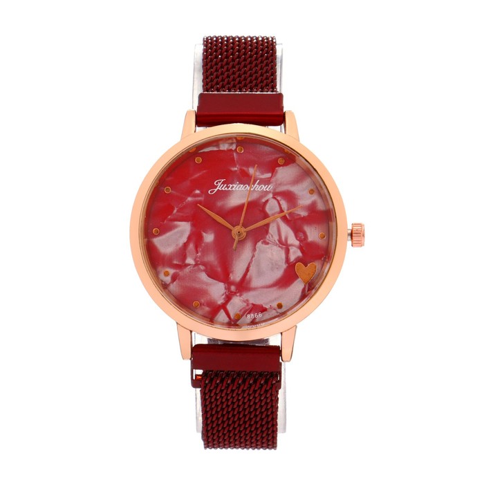 Часы наручные женские "Juxiaoshou" d=3.5 см, ремешок на магните, красные