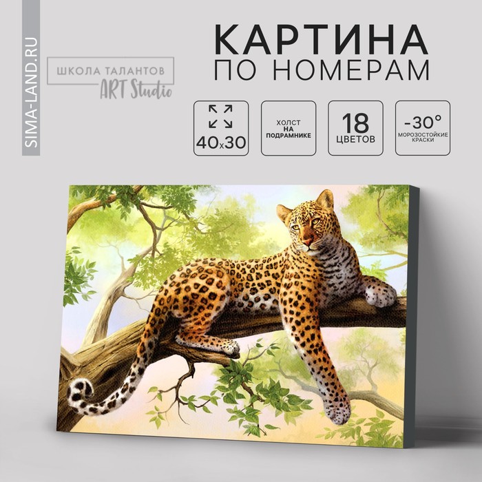 

Картина по номерам на холсте с подрамником «Леопард», 40 х 30 см
