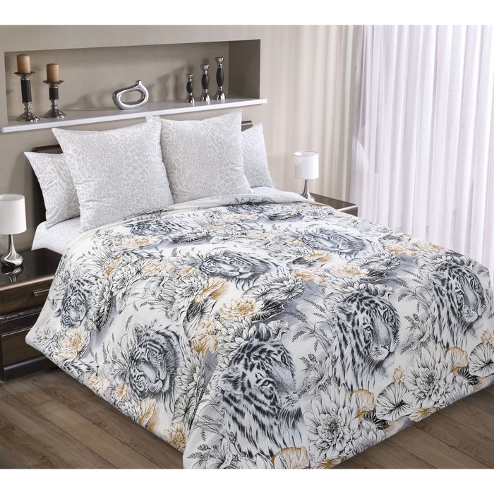 

Постельное бельё 1.5 сп «Белый тигр», размер 220х180 см, 215х150 см, 70х70 см - 2 шт