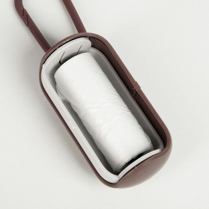 Контейнер-раздвижной с мешками для уборки (рулон 15 пакетов 29х21 см), кофейно-серый