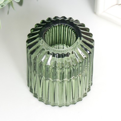 Подсвечник стекло на 1 свечу "Долли" d-2,5 см, 4 см зелёный 6х5х5 см
