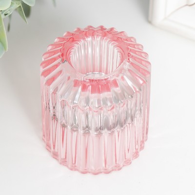 Подсвечник стекло на 1 свечу "Долли" d-2,5 см, 4 см розовый 6х5х5 см