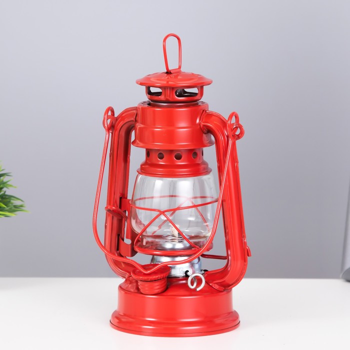 Керосиновая лампа декоративная красный 9,5х12,5х19 см